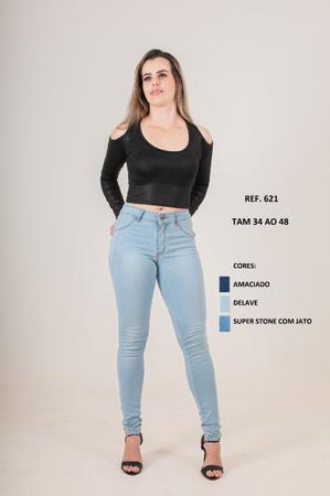 Cal a Jeans Feminina Modelo Skinny Detalhe Pu do Coll Jeans 34 ao