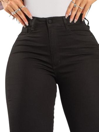 Calça Jeans Feminina Cós Alto Elastico 6 Botões Jeans Premium Modeladora