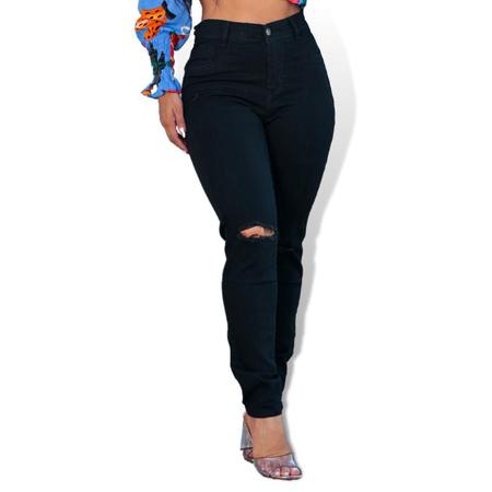 Calça jeans best sale feminina rasgadinha preta