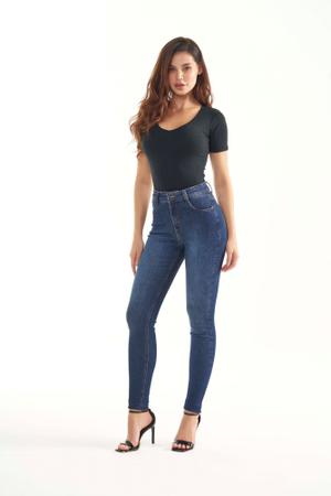 Imagem de Calça Jeans Feminina Skinny Cintura Média Tradicional
