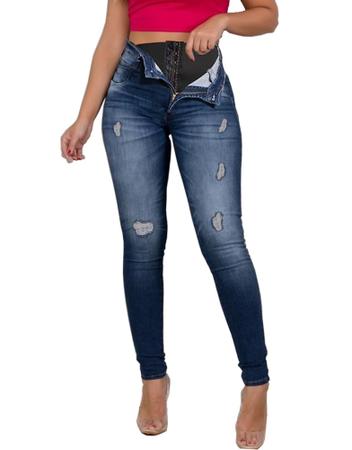 Calça Jeans Feminina Super Lipo Cintura Alta Empina Bumbum Original com Cinta  Modeladora - Sawary - Calça Feminina - Magazine Luiza