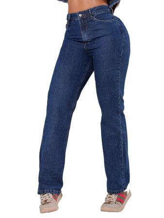 Comprar Calça Jeans Feminina Wide Leg Over Size Reta Azul Escuro