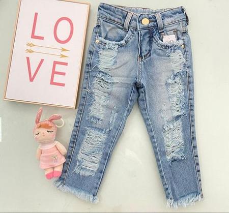 Imagem de Calça Jeans Infantil Menina Blogueirinha Destroyed 1/8 Anos 