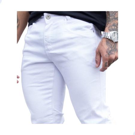 Calça Jeans Masculina Branca Não Transparente Acabamento Top - La