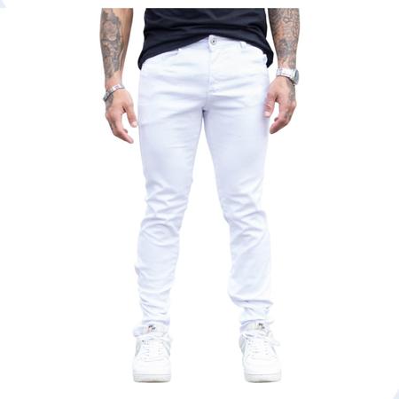 Calça Jeans Masculina Branca Não Transparente Acabamento Top - La