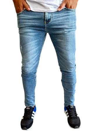 Imagem de calça jeans masculina c/elastano skinny com rasgos ou lisas a pronta entrega