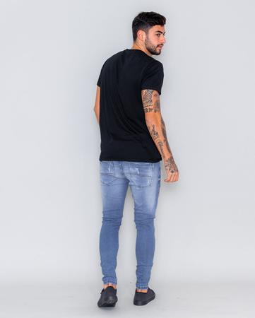 Imagem de Calça jeans masculina super skinny com puidos  21881 média