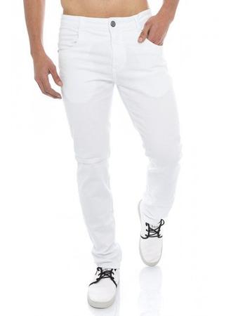 Imagem de Calça jeans masculina tradicional branca reta sku:cjb10