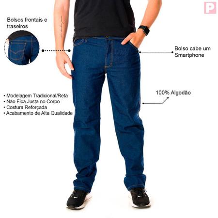 Calça Masculina Jeans Com Elastano Básica Tradicional Serviço Trabalho -  Azul