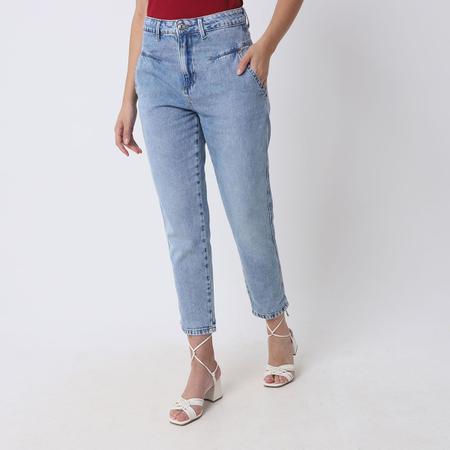 Calça Jeans Mom Com Elástico Na Cintura E Nos Punhos Ink - Calça