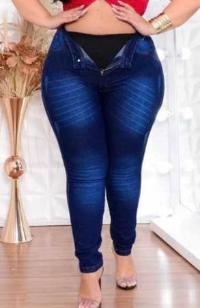 Imagem de Calça Jeans Plus Size C/ Cinta Modeladora Embutida Lipo Dins