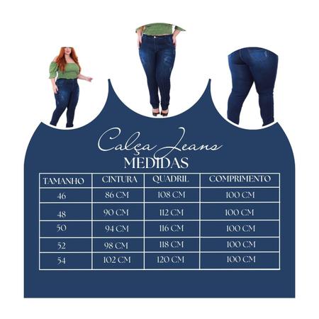 Imagem de Calça Jeans plus size cintura alta feminina 46 ao 54