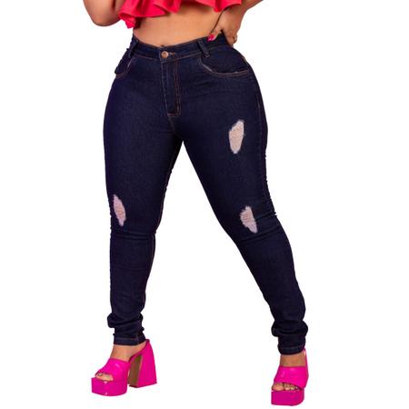 Calca jeans hot sale escura rasgada