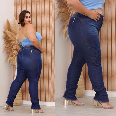 Max Premium Jeans  Calça Jeans Plus Size Feminina Tradicional Com Ziper na  Barra Skinny Lycra