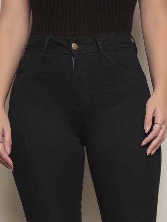 Imagem de Calça Jeans Preta Feminina Cintura Alta Skiny Com Laycra