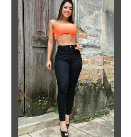 Calça jeans preta feminina super lycra modelo Skinny cintura alta e costura  levanta bumbum - Stillger - Calça Jeans Feminina - Magazine Luiza