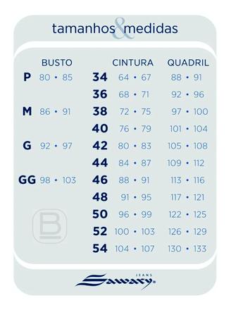 Tabela de sale medidas calças sawary