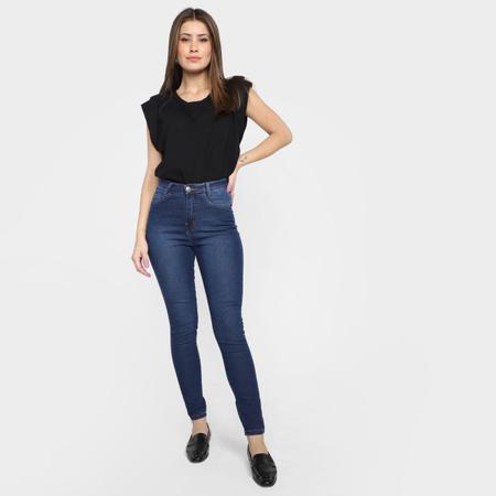 Calça Jeans Skinny Polo Wear Cintura Alta Feminina - Preto