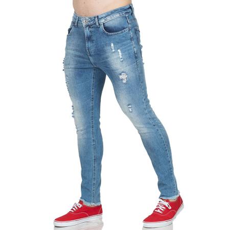 Imagem de Calça Jeans Skinny Rock e Soda Cropped Masculina Desfiada