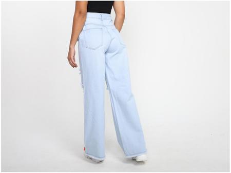 Calça Jeans Vista Magalu Wide Leg Puídos Barra Desfiada - Calça Feminina -  Magazine Luiza