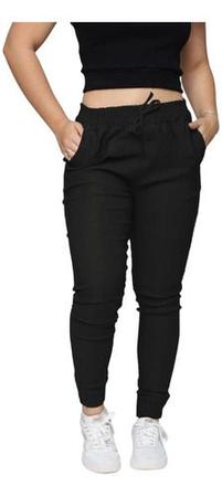 Imagem de Calça Jogger Feminina Bengaline Cintura Alta Skinny Lycra Elastano Lisa