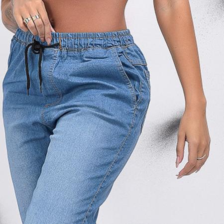 Imagem de Calça Jogger Jeans Feminina Com Elástico