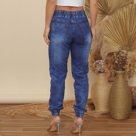 Imagem de Calça Jogger Jeans Feminina Com Elástico