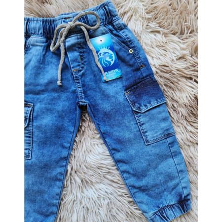 Imagem de Calça jogger jeans infantil menino com elastano Tam 1 A 3 anos.