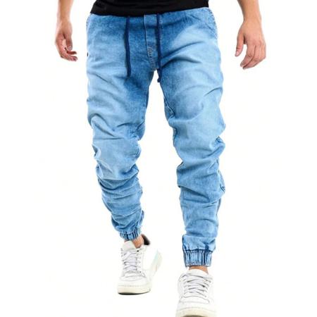 Calça Jogger Jeans Masculina Confortável Com Elastano Tecido
