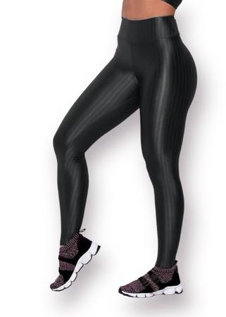 Calça Legging com Recorte Curvo e Pesponto (Preto)