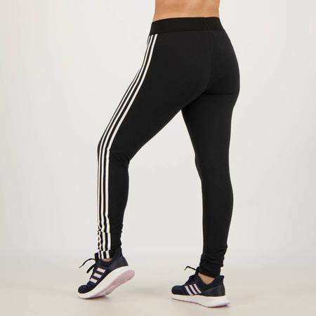 Calça Legging Adidas 3 Listras Feminina Preta e Branca - Calça