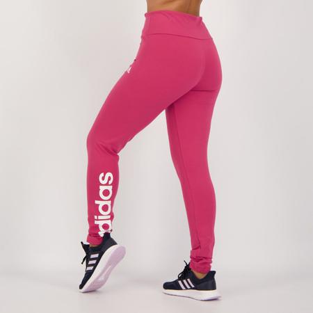 Calça Legging Adidas Essentials Linear Logo Feminina Rosa - Calça