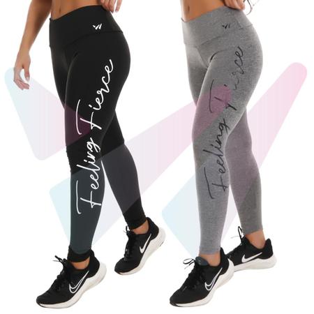 Calça Legging Feminina Cós Alto Pala Dupla Fitnes Academia Suplex