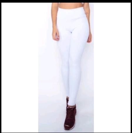 Calça Legging Cotton Branca/preta De Algodão