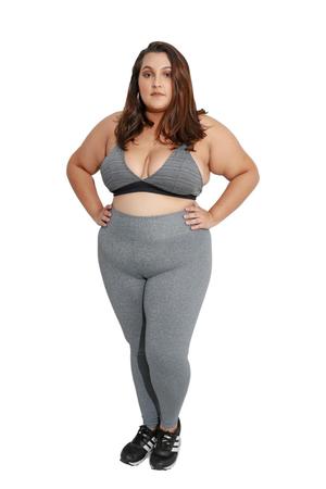 Calça legging feminina plus size básica cinza