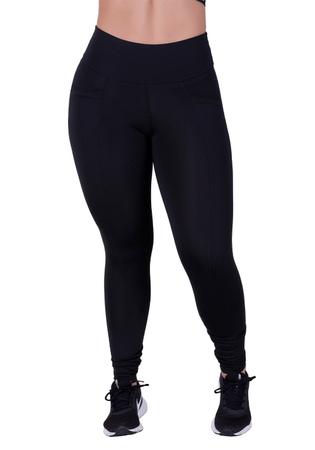 Calça legging fitness montaria com bolso preta - MTX