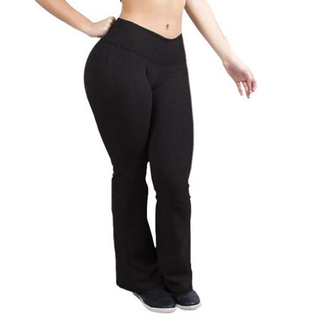 Imagem de Calça legging flaer bailarina suplex  cintura alta cós largo boca de sino academia moda fitness