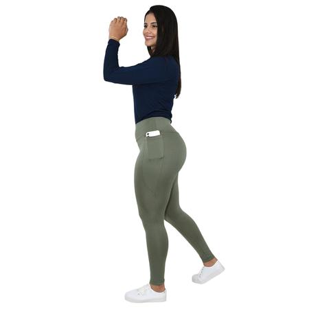 Imagem de Calça Legging Flanelada Feminina Com Bolso Térmica Forrada Suplex Cós Alto