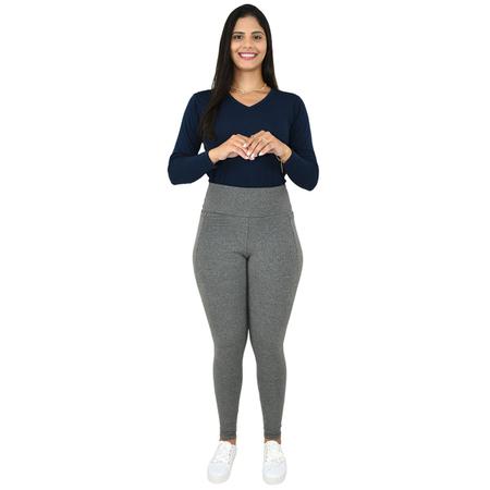 Imagem de Calça Legging Flanelada Feminina Com Bolso Térmica Forrada Suplex Cós Alto