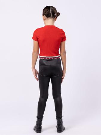 Calça legging infantil em malha resinada um mais um Imagem de Calça legging infantil em malha resinada um mais um