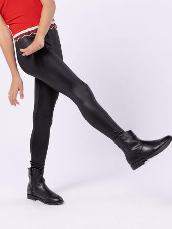 Calça legging infantil em malha resinada um mais um Imagem de Calça legging infantil em malha resinada um mais um