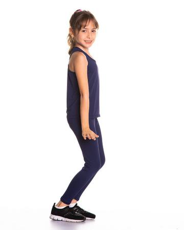 Calça Legging Infantil Básica em Suplex Azul Marinho, Guaili