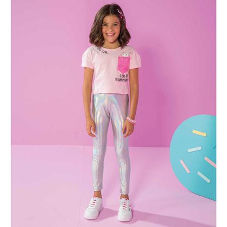 CALÇA LEGGING INFANTIL HOLOGRÁFICA KUKIÊ REF: 46963 6/12