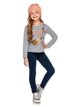 Calça Legging Infantil Menina Térmica Lisa Conforto Frio - Marinho