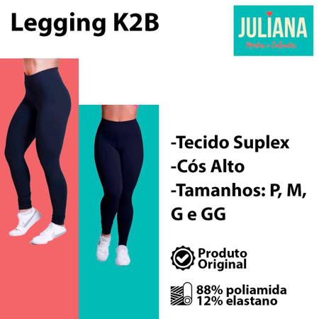 Calça Legging K2b Feminina Original Cós Alto Poliamida Leg - Malú Magazine