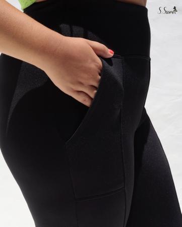 Imagem de Calça Legging Plus Size Montaria Flanelada Forrada Cós Largo Com Bolsos