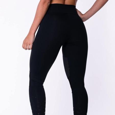 Calça legging poliamida preta com tela e silk - DLK - Calça