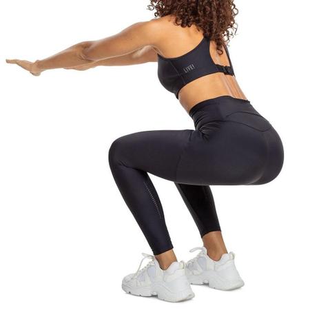 Calça Legging Running Feminina Bolso Longa Live Strong Preto