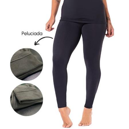 Imagem de Calça Legging Térmica Peluciada Inverno Preta Lisa Suplex Feminina