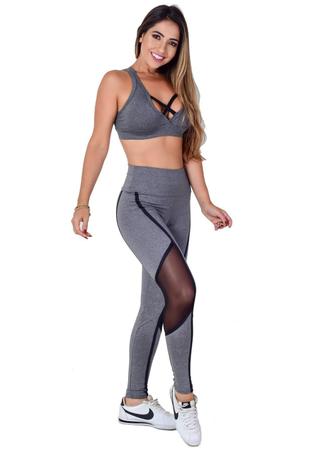 Calça legging vip lingerie fitness suplex com tule - TJ Vip - Calça Legging  - Magazine Luiza